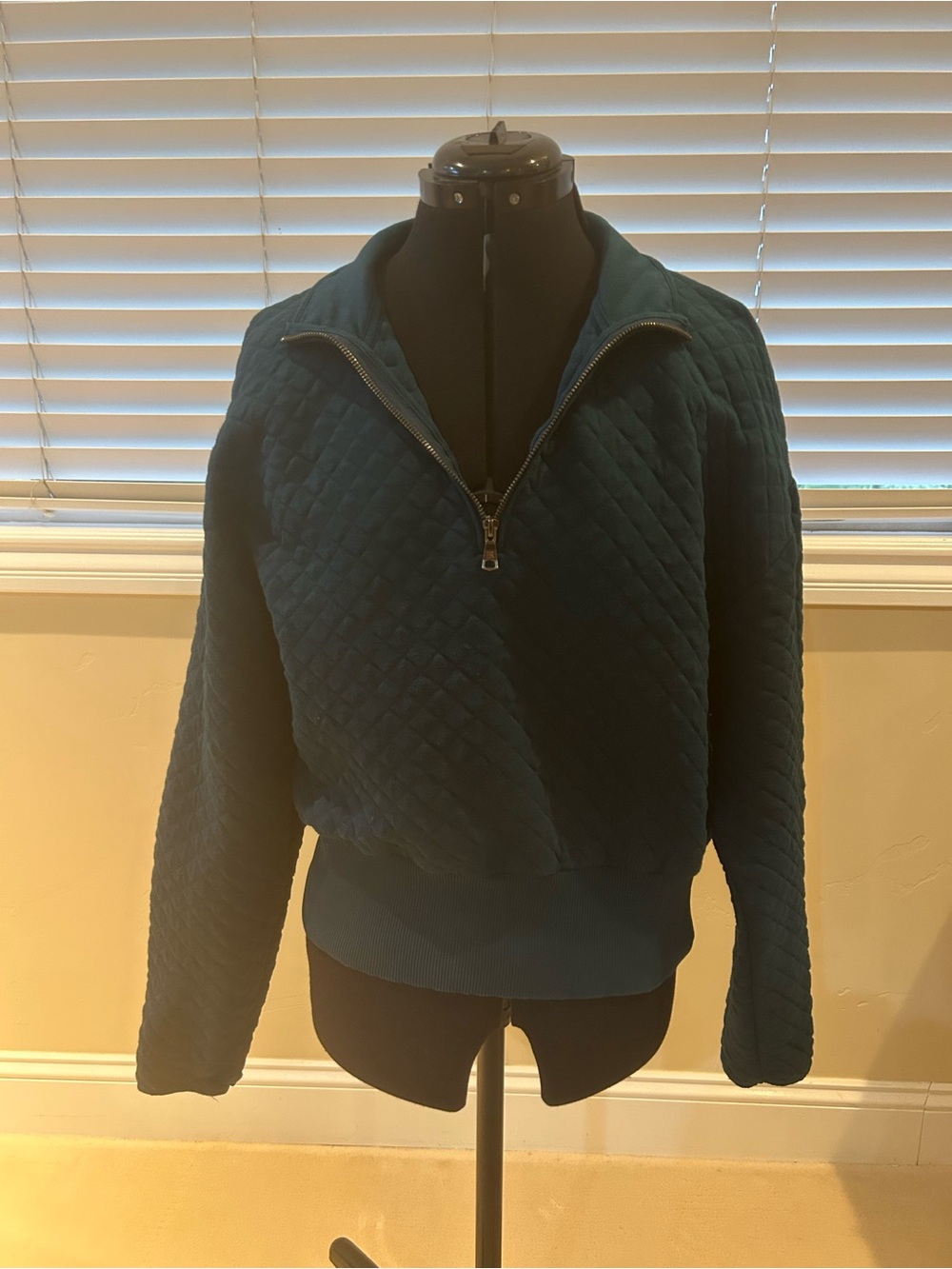 Banana Republic Dark Teal Quilted Half-Zip Pullover